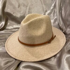 Lisianthus Women Wool Wide Brim Belt Buckle Fedora Hat